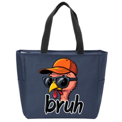 Turkey Face Thanksgiving Bruh Zip Tote Bag