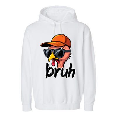 Turkey Face Thanksgiving Bruh Garment-Dyed Fleece Hoodie