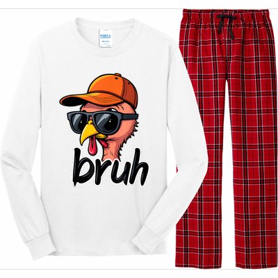 Turkey Face Thanksgiving Bruh Long Sleeve Pajama Set