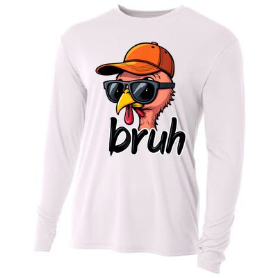 Turkey Face Thanksgiving Bruh Cooling Performance Long Sleeve Crew