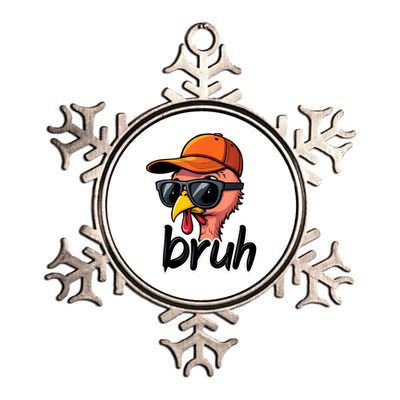 Turkey Face Thanksgiving Bruh Metallic Star Ornament