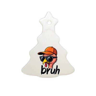 Turkey Face Thanksgiving Bruh Ceramic Tree Ornament