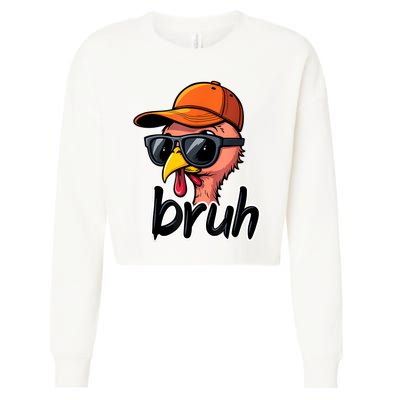 Turkey Face Thanksgiving Bruh Cropped Pullover Crew