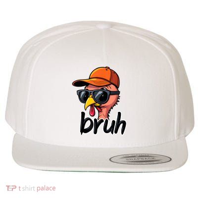 Turkey Face Thanksgiving Bruh Wool Snapback Cap