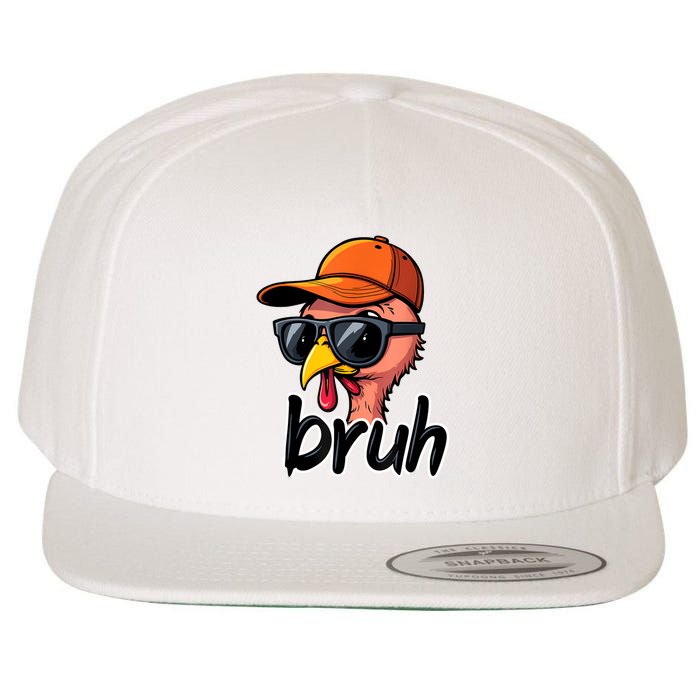 Turkey Face Thanksgiving Bruh Wool Snapback Cap