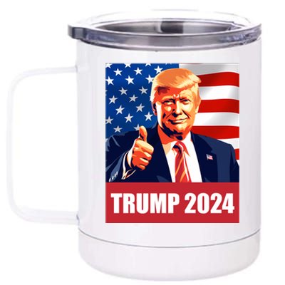 Thumbsup For Trump 2024 Presidential Election Rally Cute Gift 12 oz Stainless Steel Tumbler Cup