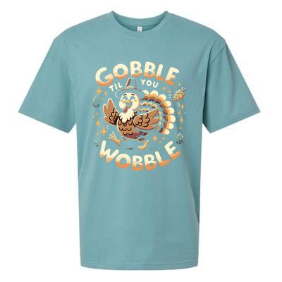 Thanksgiving Funny Turkey Gobble Till You Wobble Gift Sueded Cloud Jersey T-Shirt