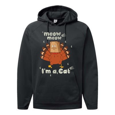 Thanksgiving Funny Turkey Fake Cat Retro Performance Fleece Hoodie