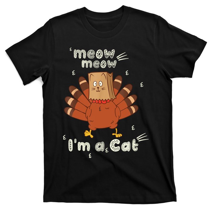 Thanksgiving Funny Turkey Fake Cat Retro T-Shirt