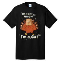 Thanksgiving Funny Turkey Fake Cat Retro Tall T-Shirt