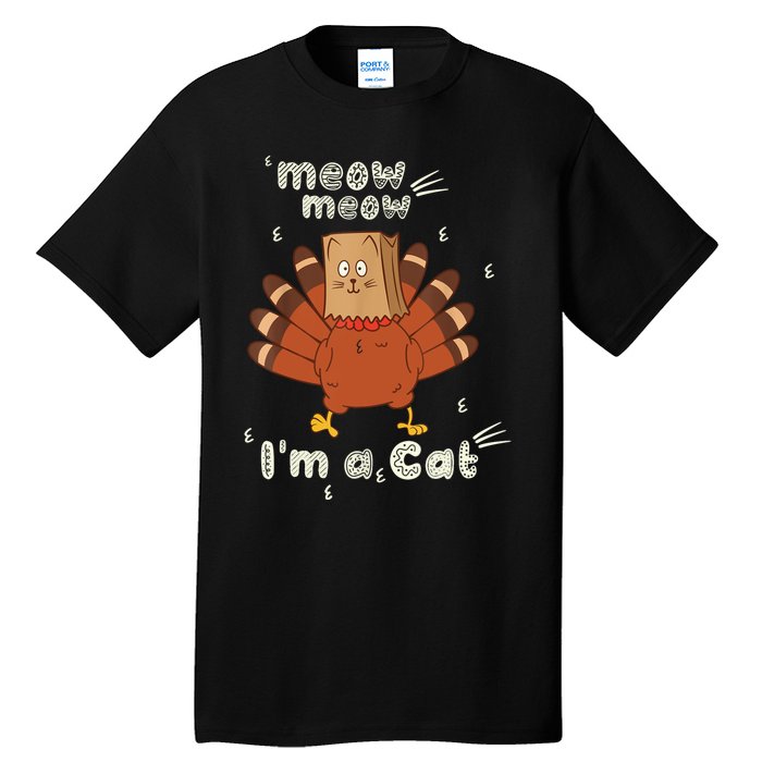 Thanksgiving Funny Turkey Fake Cat Retro Tall T-Shirt