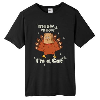 Thanksgiving Funny Turkey Fake Cat Retro Tall Fusion ChromaSoft Performance T-Shirt