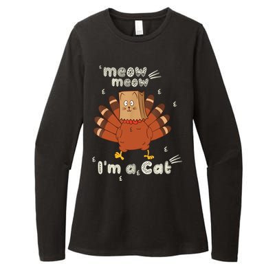 Thanksgiving Funny Turkey Fake Cat Retro Womens CVC Long Sleeve Shirt