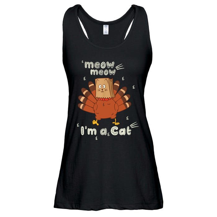 Thanksgiving Funny Turkey Fake Cat Retro Ladies Essential Flowy Tank