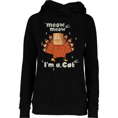 Thanksgiving Funny Turkey Fake Cat Retro Womens Funnel Neck Pullover Hood