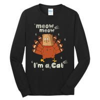 Thanksgiving Funny Turkey Fake Cat Retro Tall Long Sleeve T-Shirt