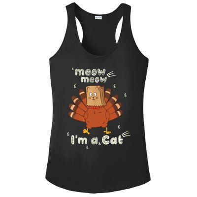 Thanksgiving Funny Turkey Fake Cat Retro Ladies PosiCharge Competitor Racerback Tank