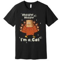 Thanksgiving Funny Turkey Fake Cat Retro Premium T-Shirt