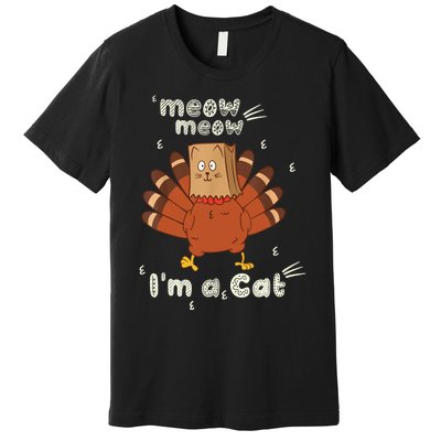 Thanksgiving Funny Turkey Fake Cat Retro Premium T-Shirt