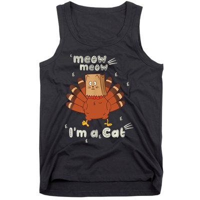 Thanksgiving Funny Turkey Fake Cat Retro Tank Top