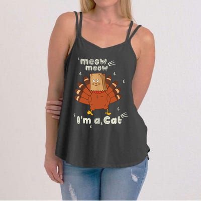 Thanksgiving Funny Turkey Fake Cat Retro Women's Strappy Tank