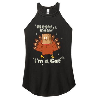 Thanksgiving Funny Turkey Fake Cat Retro Women's Perfect Tri Rocker Tank