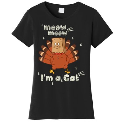 Thanksgiving Funny Turkey Fake Cat Retro Women's T-Shirt