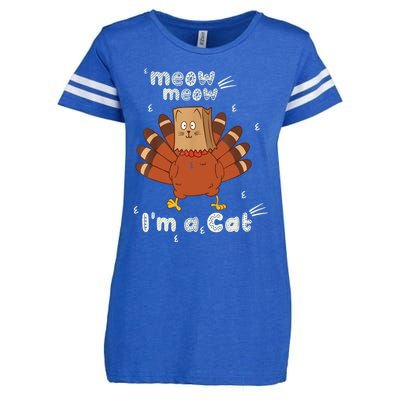 Thanksgiving Funny Turkey Fake Cat Retro Enza Ladies Jersey Football T-Shirt