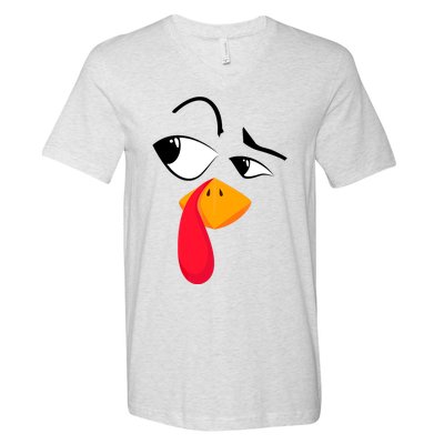 Turkey Face Tees Adult Funny Halloween Thanksgiving V-Neck T-Shirt