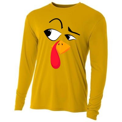 Turkey Face Tees Adult Funny Halloween Thanksgiving Cooling Performance Long Sleeve Crew