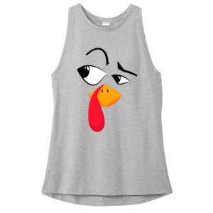 Turkey Face Tees Adult Funny Halloween Thanksgiving Ladies PosiCharge Tri-Blend Wicking Tank