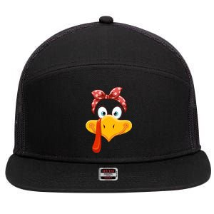 Turkey Face Thanksgiving Matching Outfit Family 7 Panel Mesh Trucker Snapback Hat