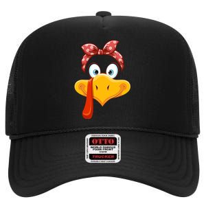 Turkey Face Thanksgiving Matching Outfit Family High Crown Mesh Back Trucker Hat