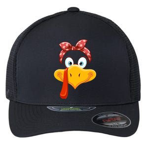 Turkey Face Thanksgiving Matching Outfit Family Flexfit Unipanel Trucker Cap