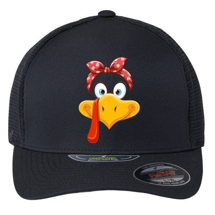 Turkey Face Thanksgiving Matching Outfit Family Flexfit Unipanel Trucker Cap