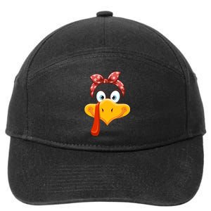 Turkey Face Thanksgiving Matching Outfit Family 7-Panel Snapback Hat