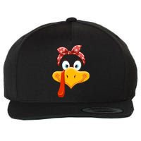 Turkey Face Thanksgiving Matching Outfit Family Wool Snapback Cap