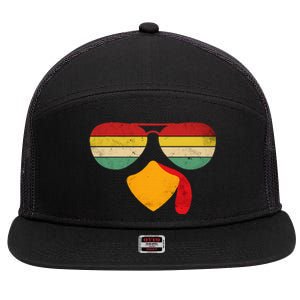 Turkey Face Thanksgiving Sunglasses 7 Panel Mesh Trucker Snapback Hat