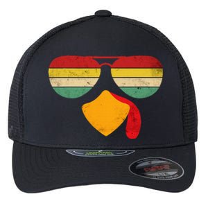 Turkey Face Thanksgiving Sunglasses Flexfit Unipanel Trucker Cap