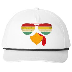 Turkey Face Thanksgiving Sunglasses Snapback Five-Panel Rope Hat