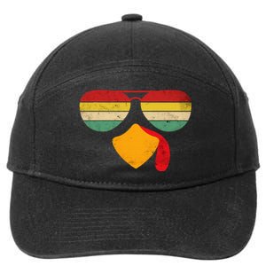 Turkey Face Thanksgiving Sunglasses 7-Panel Snapback Hat