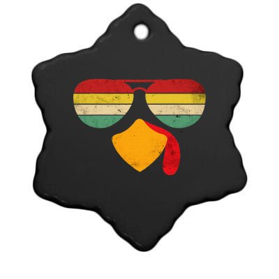 Turkey Face Thanksgiving Sunglasses Ceramic Star Ornament