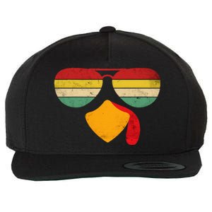 Turkey Face Thanksgiving Sunglasses Wool Snapback Cap