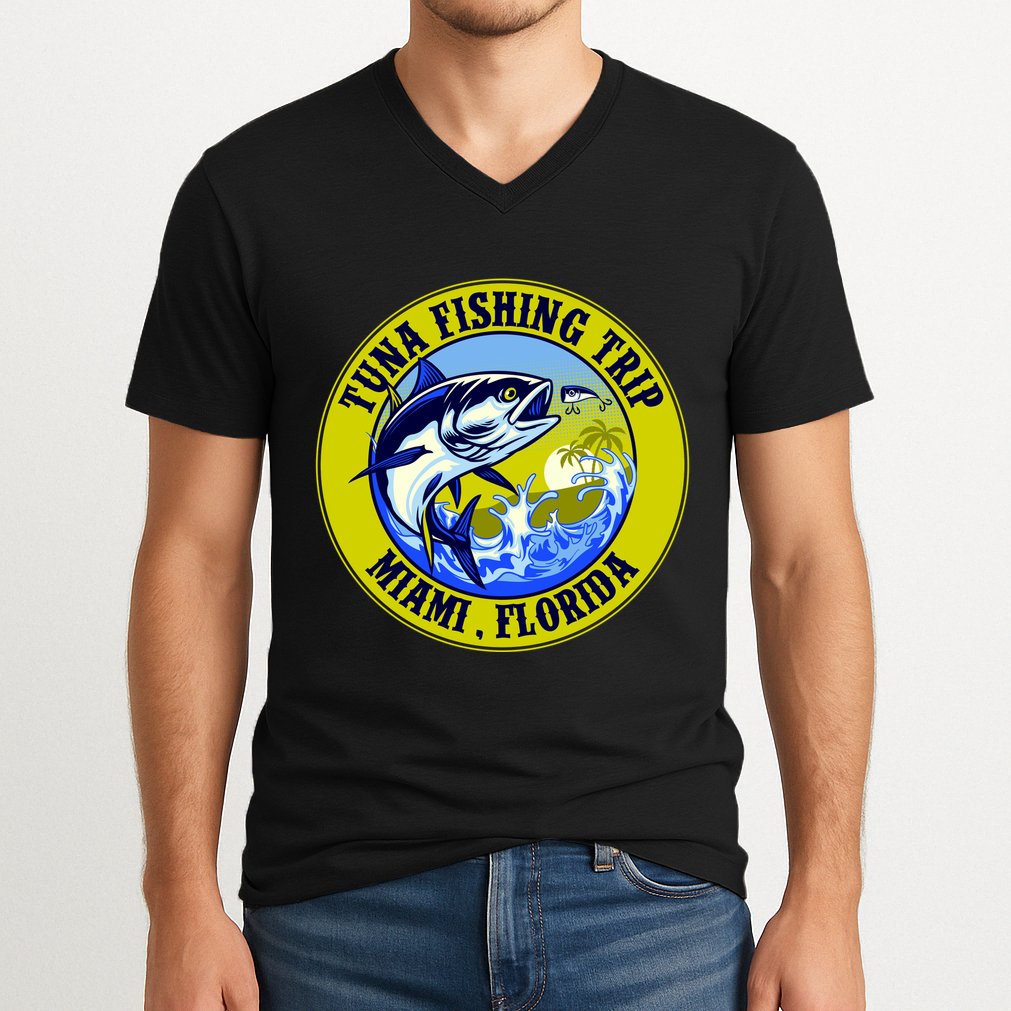 Tuna Fishing Trip Miami Florida V-Neck T-Shirt