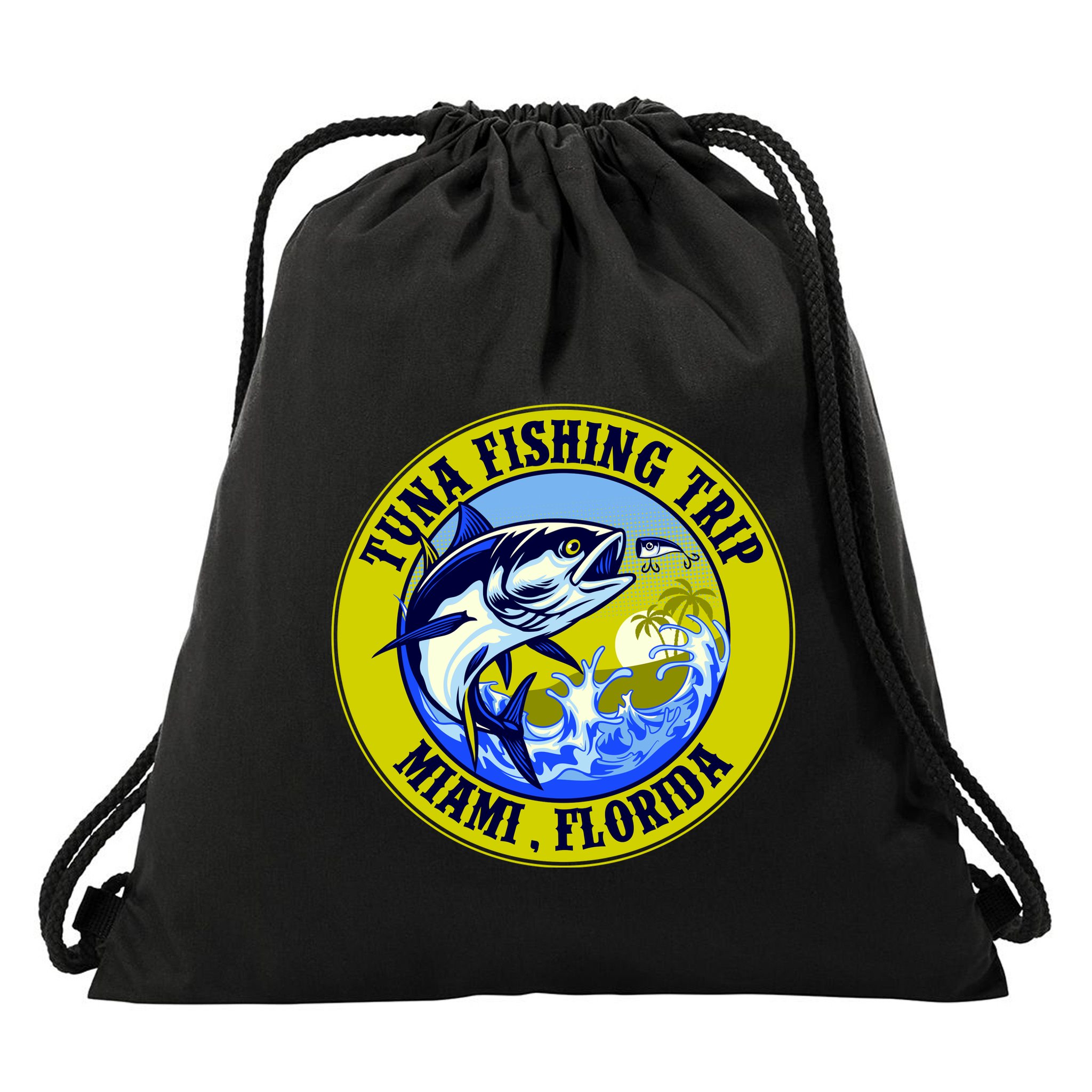 Tuna Fishing Trip Miami Florida Drawstring Bag
