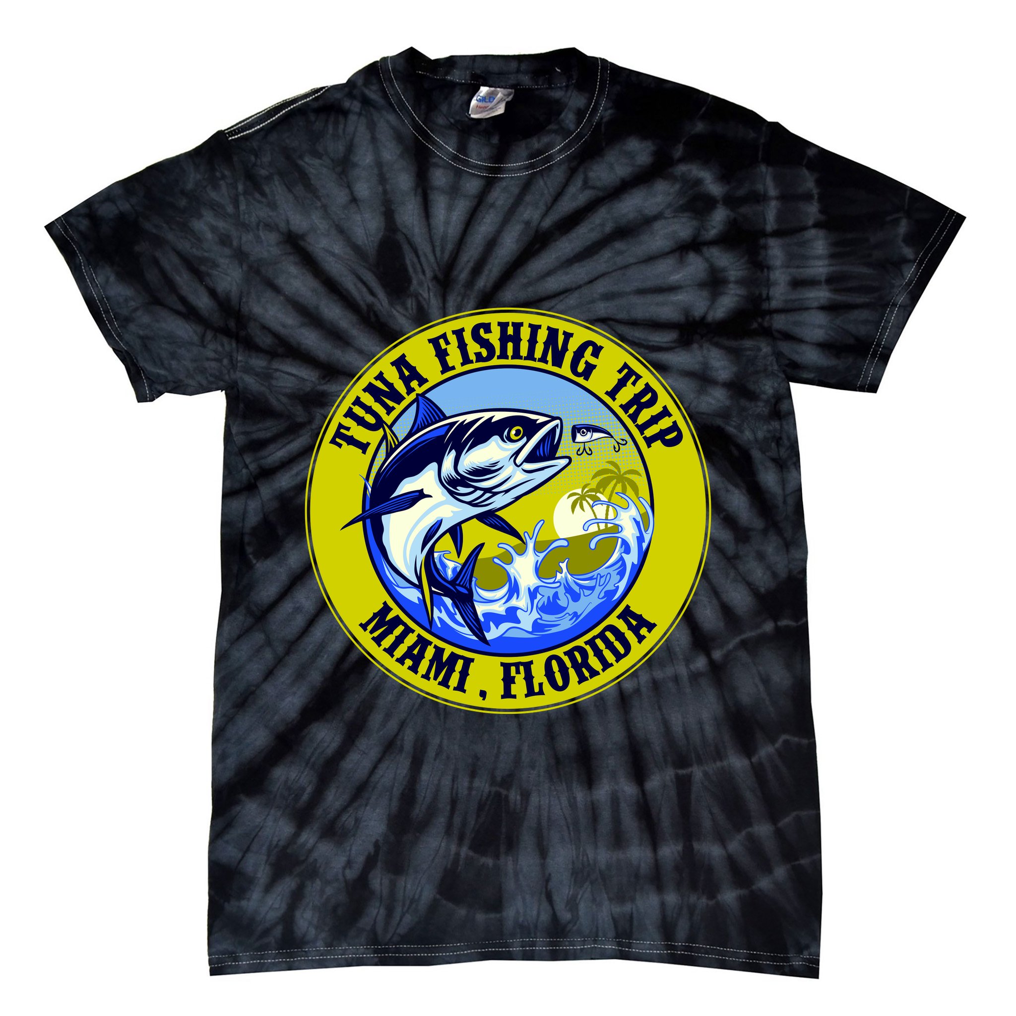 Tuna Fishing Trip Miami Florida Tie-Dye T-Shirt