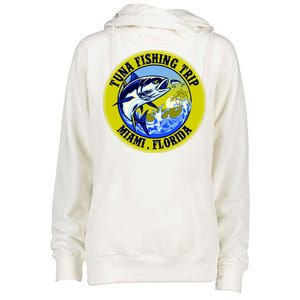 Tuna Fishing Trip Miami Florida Womens Funnel Neck Pullover Hood