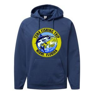 Tuna Fishing Trip Miami Florida Performance Fleece Hoodie