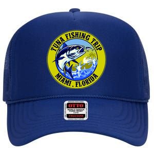 Tuna Fishing Trip Miami Florida High Crown Mesh Back Trucker Hat