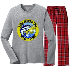 Tuna Fishing Trip Miami Florida Women's Long Sleeve Flannel Pajama Set 